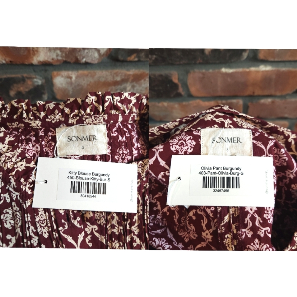 NWT Sonmer 2-Piece Set Olivia Pant & Kitty Blouse Cottagecore Bohemian Women's S - Picture 16 of 16